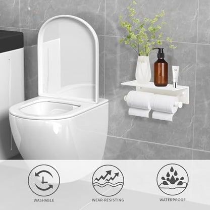 White Paper Towel Holder Wall Mount with Thickened Shelf for Bathroom,Matte White Adhesive Hand Towel Holder,Bathroom Kitchen RV - color: White Thk
