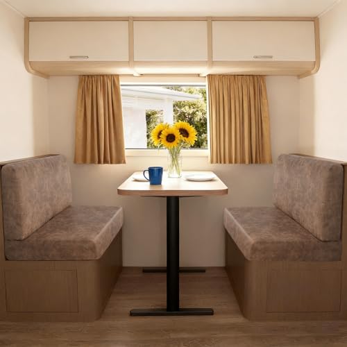 FUANGUI RV Dinette Cushion Covers Stretch Camper Cushion Cover Booth Seats Replacement RV Cushion Covers Washable Sofa Furniture Protector - color: Crackle-camel