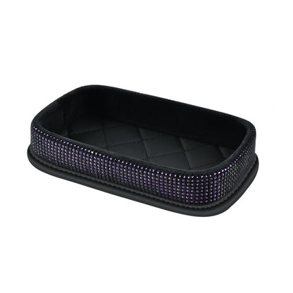 Car Dashboard Storage Box Loose Items Organizer - Suitable For Car, Office, Living Room, Dining Room And Other Scenarios (purple rhinestones) - color: purple rhinestones