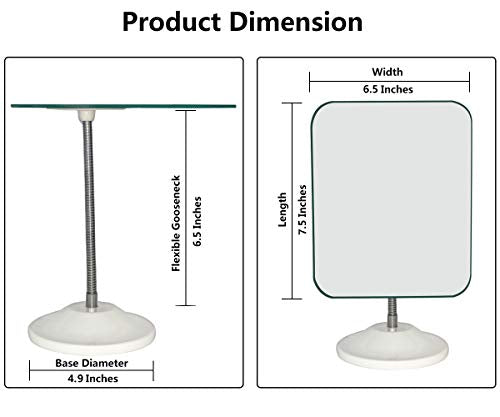 YEAKE Adjustable Flexible Gooseneck Makeup Mirror,360°Rotation Folding Portable Desk Vanity Mirror with Stand Shower Shaving Cosmetic Mirror Square Large - style: 7.5 Inch L x 6.5 Inch W(Large)