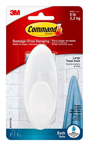 Command Bath Large Towel Hook, Clear, 1-Hook - color: Assorted, size: Large
