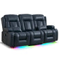 URRED Power Loveseat Recliner Sofa with Massage and Heat, Wall Hugger Reclining Loveseat with Console, RV Couch Home Theater Seating with LED Lights for Living Room (Dark Blue, 76.8" - 3 Seats) - color: Dark Blue, size: 76.8" - 3 Seats
