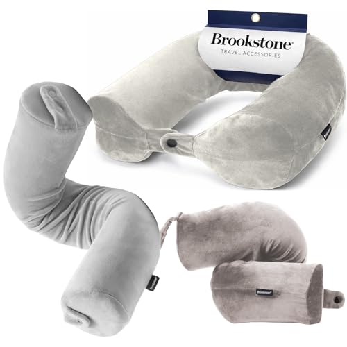 Brookstone Free Form Travel Pillow - Lightweight Flexible Memory Foam Travel Neck Pillow for Sleeping, Car, Airplane & Travel Support, Grey - color: Grey
