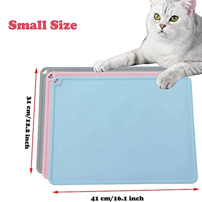 Silicone Pet Feeding Food Mat Dog Cat Placemat with Raised Edge, Anti-Slip Waterproof Pet Bowl Mats Pet Food Tray for Cats, Dogs and Small Animals(Green, Small) - color: Green, size: 16.1"*12.2"