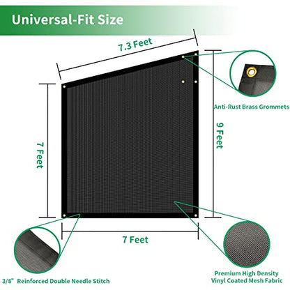RV Awning Side Shade Screen 9'x 7' Breathabe Black Mesh Sunshade for Camper Trailer Canopy, UV Sun Blocker Complete Kits - size: 9’ x 7’