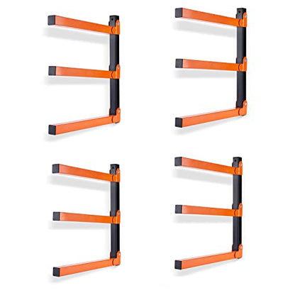 Ultrawall Wall Mount Wood Organizer and Lumber Storage Metal Rack with 3-Level - Indoor & Outdoor Use, 4 Pack - style: 4 PACK