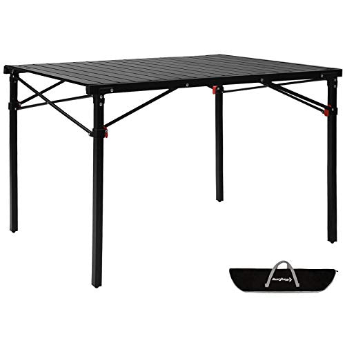 KingCamp Lightweight Compact Folding Camping Table,Stable Aluminum Alloy Folding Roll up Table for 4-6 Person for Picnic, Camping, Barbecue and Party,Portable Multifunctional Table with Carry Bag - color: #4p Black, style: Large for 4-6 people