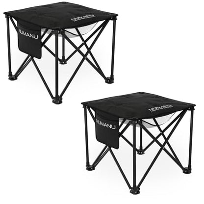 NUMANU 2-Pack Oversized Padded Camping Stool for Adults, Thick Padded 18.5" Heavy Duty Outdoor Camp Chairs with Anti-Slip Feet & Carry Bag, Folding Ottoman Foot Rest for Travel, Max 500lbs - size: 2PK (2x Seats)
