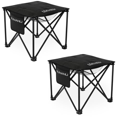 NUMANU 2-Pack Oversized Padded Camping Stool for Adults, Thick Padded 18.5" Heavy Duty Outdoor Camp Chairs with Anti-Slip Feet & Carry Bag, Folding Ottoman Foot Rest for Travel, Max 500lbs - size: 2PK (2x Seats)