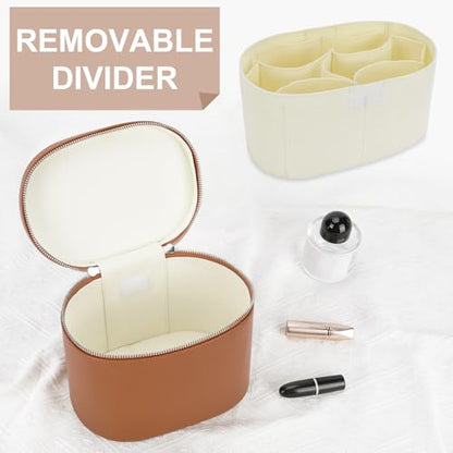 YFGBCX Makeup Bag Vanity Case with Removable Divider Travel Toiletry Bag Portable Cosmetic Bag Makeup Organizer Case - color: Brown