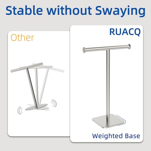 RUACQ Hand Towel Stand, 16" T-Shape Hand Towel Holder Stand for Bathroom, Kitchen and Countertop Towel Holder 304 Stainless Steel Hand Towel Rack with Weighted Base (Brushed Nickel) - color: Brushed Nickel, size: Tall - 16''