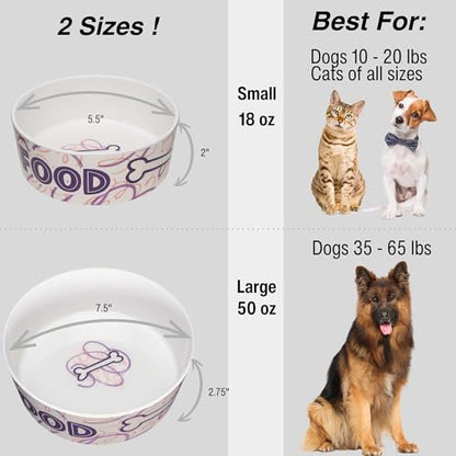 Loving Pets Dolce Moderno Ceramic Look Dog Bowl – Modern Melamine Dog Food Bowl & Dog Water Bowl – Durable, Non-Slip Pet Dish for Small & Medium Dogs – Dishwasher Safe Dog Bowl (Large, 47 oz) - color: Food & Water, size: Large