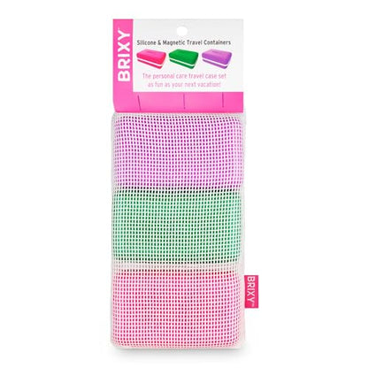 BRIXY Beauty Bar Travel Case Set – 3 Pack Soap Bar Travel Containers, Leakproof Portable Soap Holder, Durable Silicone, Magnetic Seal, TSA Friendly (Pink, Purple, Green) - color: Pink, Purple, Green