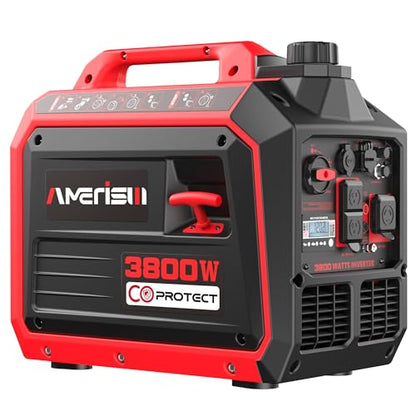 AMERISUN 3800W Portable Inverter Generator, CO Sensor, Gas Powered Generator, Super Quiet for Home Use, ECO Mode EPA Compliant, Parallel Capable Long Run Time for Camping Tailgating Emergency