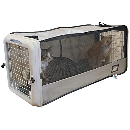SPORT PET Large Pop Open Kennel, Portable Cat Cage Kennel, Waterproof Pet bed, Travel Litter Collection - color: Large Pop-Up Crate (Gray)