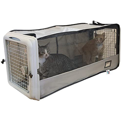 SPORT PET Large Pop Open Kennel, Portable Cat Cage Kennel, Waterproof Pet bed, Travel Litter Collection - color: Large Pop-Up Crate (Gray)