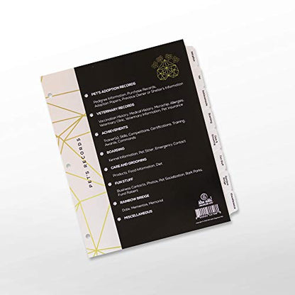 Ahh Hah! Organzier Kit for Pet Records (Architectural Version) - Eight Professionally Printed Index Tabs for USE in a 3 Ring Binder (Binder NOT Included)