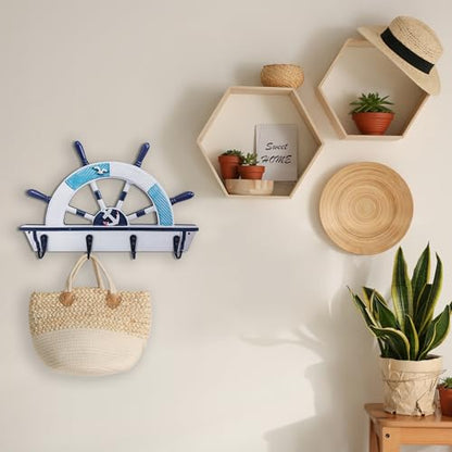 Dog Leash Holder for Wall Mount, Farmhouse Wooden Dog Claw Hooks, Paws Key Rack Accessories for Rustic Home Decor (Nautical) - size: Nautical
