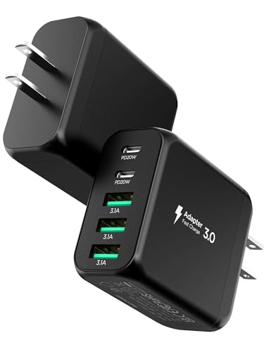 USB C Charger Block,EIZLXQ [2-Pack] Type C Charger Fast Charging,50W 5-Port Usb Wall Charger Multiport Type C Charging Block Cube for iPhone 17/16/15/14/13/12/11 Pro Max XS, iPad, Samsung & More-Black - color: Black, size: 2-Pack