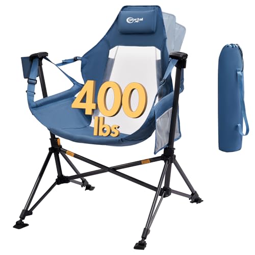Portal Hammock Camping Chair, Portable Outdoor Swinging Chairs with Adjustable Back and Height for Lawn, Backyard, Patio, Supports 400 lbs, Breathable Mesh High Back, Blue - color: 1 Pack-blue