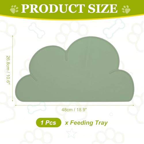 Silicone Pet Feeding Mat, Waterproof Dog Cat Food Bowl Placemat Tray Anti-Slip with Raised Edge Foldable Heat-Resistant (Olive Green, Cloud Shape), Intended for Cat Dog Water Bowl - color: Olive Green