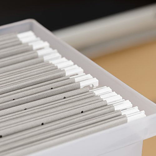 IRIS USA Medium Portable Desktop File Box with Open Top, Side Handles, Hanging File Folders, Tabs & Inserts, Letter Size, For Magazines Newspapers Mail Books Notebooks Binder Homework, Clear - size: 1 - Pack, style: Open Top Bin (M - Clear)