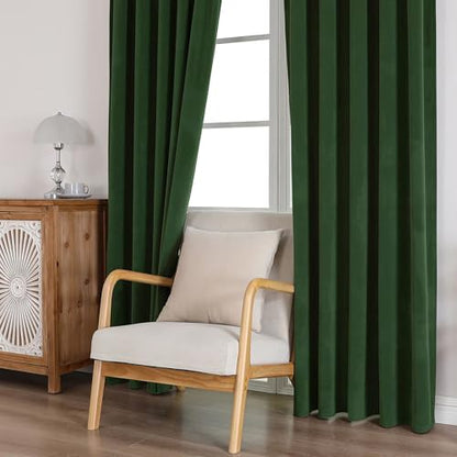 CUCRAF Dark Olive Green Velvet Blackout Curtains 96 inches Long, Thermal Insulated, Noise Reducing Rod Pocket Luxury Drapes for Bedroom Living Room(52x96 inches, 2 Panels) - color: Dark Olive Green, size: 52"W x 96"L (Pack of 2)