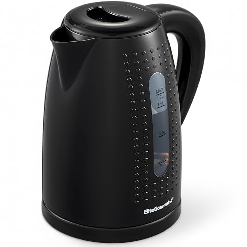 Elite Gourmet EKT5051 1.7L Electric Water Kettle, BPA-Free, Fast Boil, Auto Shut-Off, Boil-dry Protection, 360° Swivel Base with Cordless Serving, Clear-view Window with Water Level Markings, Black - color: Black
