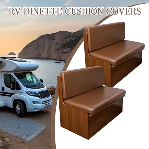 FUANGUI RV Dinette Cushion Covers, Waterproof PU Leather Stretch Camper Booth Seats Replacement RV Cushion Covers Washable Sofa Furniture Protector - color: Pu-brown