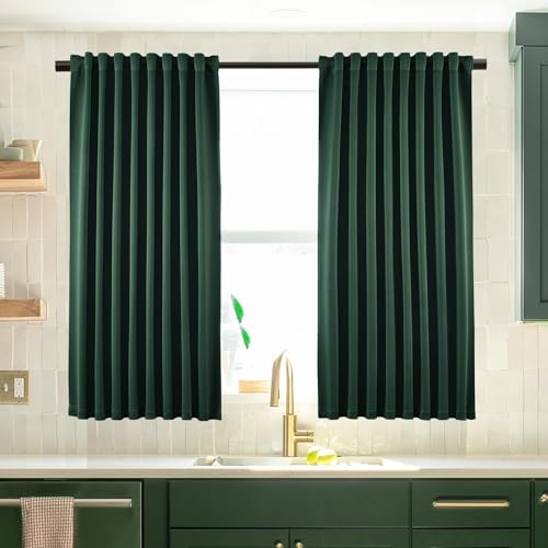 SHINELAND Emerald Green Blackout Thermal Insulated Curtains for Bedroom, Rod Pocket Heat Light Blocking Window Curtain Panels, (52 by 45 Inch Length,2 Panels) - color: Emerald Green, size: 52"W x 45"L (Pack of 2)