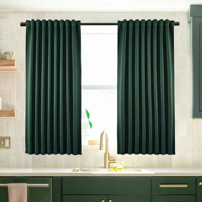 SHINELAND Emerald Green Blackout Thermal Insulated Curtains for Bedroom, Rod Pocket Heat Light Blocking Window Curtain Panels, (52 by 45 Inch Length,2 Panels) - color: Emerald Green, size: 52"W x 45"L (Pack of 2)