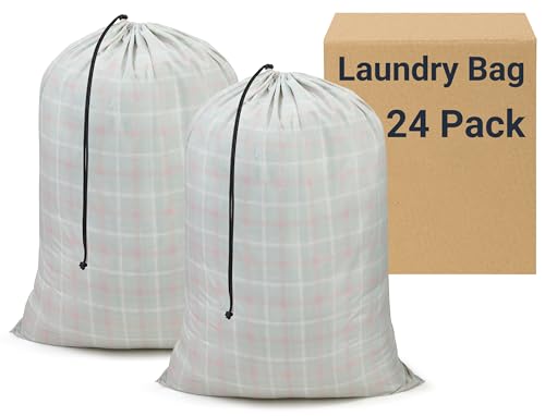 ZPECC Bulk Travel Laundry Bag,Extra Large Heavy Duty Laundry Bags 24 Pack,Washable Dirty Clothes Organizer for Commercial College Dorm Hotel Camping and Home Storage 30x40(Red n Green Checkered) - color: Red and Green Checkered