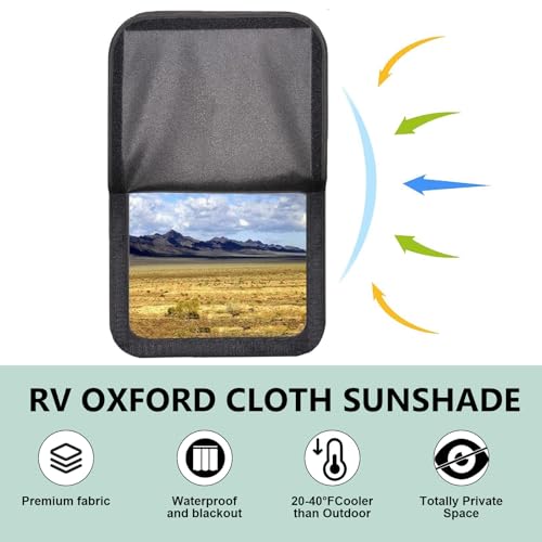 2PCS RV Door Window Shade Cover, Sunproof & Thermal Insulation Door Cover, Windbreak Vehicle Sunshade Privacy Window for Campers, Travel Trailer, Motorhomes, for Traveling, Camping (Black)
