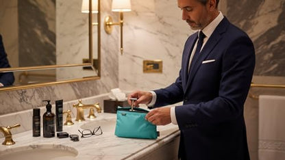 GOX Small Toiletry Bag for Men Bulk Cosmetic Bag Dopp Kit Carry On Zipper Pouch Organization Nylon Small Packing Sack Water Repellent - color: Blue