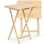 PJ Wood Rectangle Folding Portable TV Snack Serving Tray Table, Solid Wood Construction with Natural Finish, Natural, 2 Piece Set - color: Natural, size: 2-Piece Set