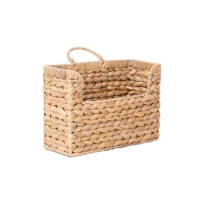 GYASVWU Water Hyacinth Hanging Basket with Handle, Woven Wall Baskets Storage, Wicker Front Door Basket, Wall Mounted Organizer, Farmhouse Baskets for Flowers/Magazine/Fruit Storage (Water Hyacinth)