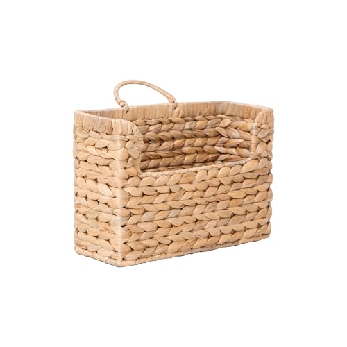GYASVWU Water Hyacinth Hanging Basket with Handle, Woven Wall Baskets Storage, Wicker Front Door Basket, Wall Mounted Organizer, Farmhouse Baskets for Flowers/Magazine/Fruit Storage (Water Hyacinth)