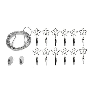 TFu Wall Hanging Photo Display, DIY Picture Photo Frame String with 12 Clips for Hanging Photos Notes and Artworks (Moon & Star) - size: Star