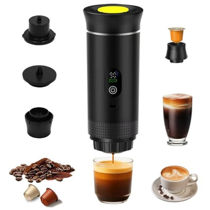 Portable Coffee Maker, 3-in-1 Espresso Machine for Travel 20 bar Mini Coffee Maker Compatible with Ground Coffee & Capsule for Car, RV, Hiking, Camping, Office, Travel Espresso Maker