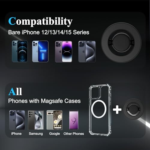 for Magsafe Car Mount, Rear View Mirror Phone Holder, Rotatable and Retractable Phone Holder for Car Compatible with iPhone 17/16/15/14/13/12 Series and Phones with Magsafe Case or Metal Ring - style: Magnetic