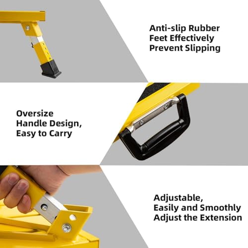 Homeon Wheels Aluminium RV Steps Adjustable Folding Step Stool with Non-Slip Rubber Feet, Heavy-Duty Design, Safety Strips, Handle, Easy Carry, Outdoor Camper Trailer Travel - Yellow - color: Yellow Large
