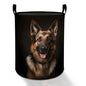 German Shepherd Dog Laundry Basket Hamper for Boys Girls Kids Adults, Foldable Waterproof Oxford Clothes Storage Bin, Pet Organizer for Bedroom Bathroom Room Decor 19.7"x15.8" - style: German Shepherd