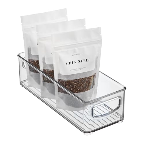 iDesign Plastic Stackable Pantry Bin, Clear | Storage Bin with Handles, For Cabinets or Fridge - style: Pack of 1