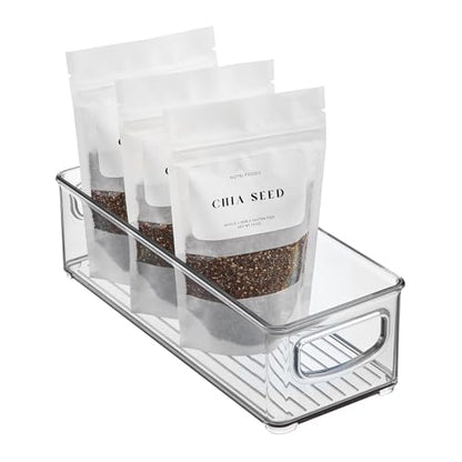 iDesign Plastic Stackable Pantry Bin, Clear | Storage Bin with Handles, For Cabinets or Fridge - style: Pack of 1