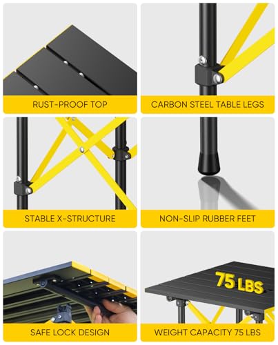 FanttikOutdoor Zeta V11 Pro Camping Table, Portable Folding Roll Up Table with Lightweight Aluminum Top & Carry Bag for Camping, BBQ, Tailgating Party, Picnic, Backyard, Small - size: 16" x 16" x 16.8"