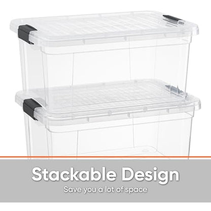 Superio Small Clear Plastic Storage Bin with Lid, 11 Qt, Non-Toxic, BPA Free, Odor Free, Organizer Storage Box, Stackable Plastic Tote for Home, Garage, School, and Office - size: 14.15" x 10" x 6.5"