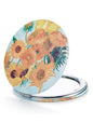 OMIRO 1X/10X Compact Magnifying Mirror, Unique Painting Pocket Mirror with Classical PU Leather (Round, Sunflowers) - color: Sunflowers