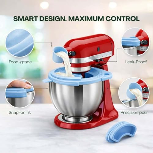 Silicone Splash Guard for 4.5-5 Qt Tilt-Head Stand Mixers – Mess-Free Pouring Shield with Ingredient Chute & Collapsible Funnel, Food-Grade BPA-Free Bowl Cover for Stainless Steel & Glass Bowls