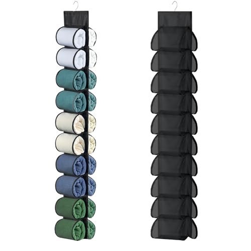 Legging Organizer for Closet Hanging, Hanging Legging Organizer, Legging Storage for Closet, Behind Door, Wardrobe, Clothes Storage, Hanger 20 Pockets Clothes Storage (Black) - color: 1pack-Black