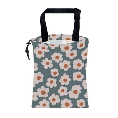 Car Garbage Bag Vintage Blue Floral Daisy Hanging Canvas Car Trash Bag Waterproof Drawstring Car Back Seat Organizer for Car Back Front Seat Console with Adjustable Buckle - color: Vintage Blue Floral Daisy